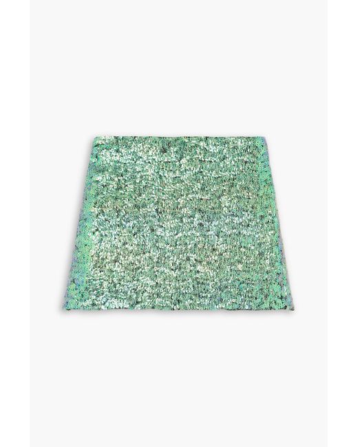 Helmut Lang Green Sequined Mesh Mini Skirt