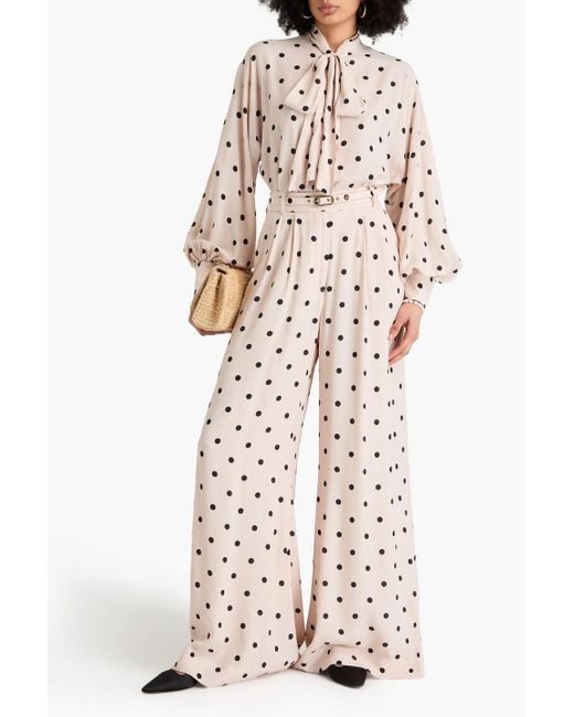 Zimmermann Pink Pussy-Bow Polka-Dot Crepe De Chine Blouse