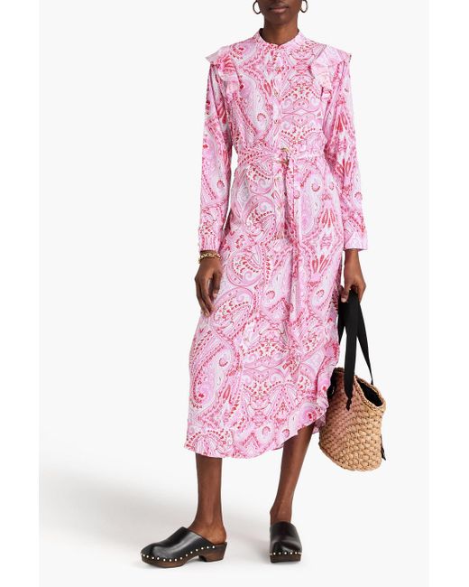Melissa Odabash Pink Freedom Floral-print Mousseline Midi Shirt Dress