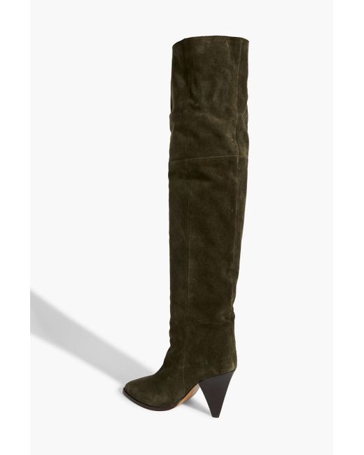 Isabel Marant Riria Over the knee Suede Boots in Green Lyst