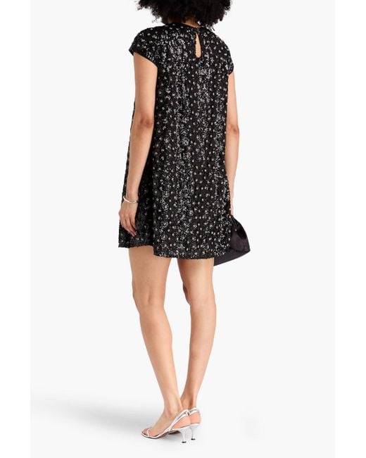 Claudie Pierlot Black Minikleid aus georgette mit verzierung