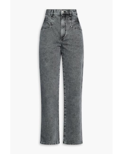 Isabel Marant Gray Dileskoa Acid-wash High-rise Straight-leg Jeans