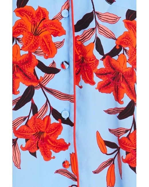 Diane von Furstenberg Red Halsey Floral-print Crepe De Chine Shirt