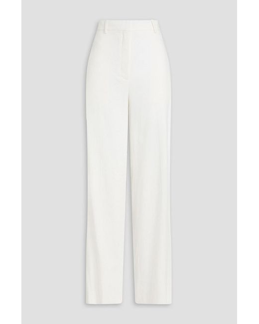 Theory White Linen-Blend Twill Wide-Leg Pants