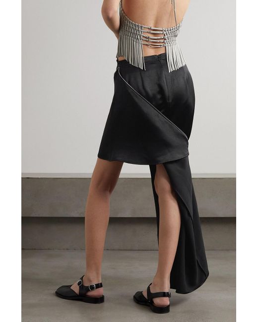 Black asymmetrical skirt with zipper deals