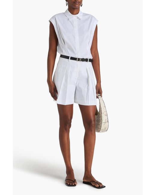 Theory White Cotton-blend Poplin Shirt
