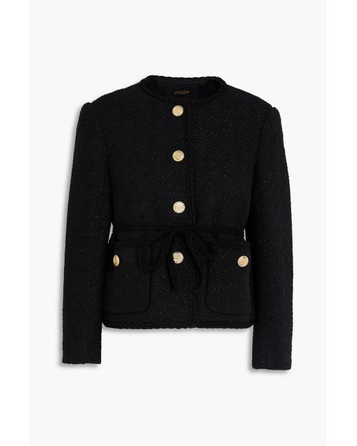 Maje Black Metallic Tweed Jacket
