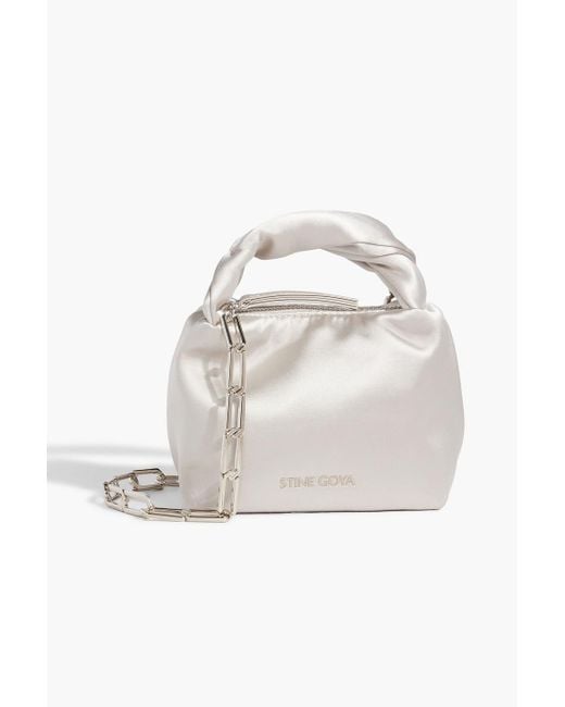 Stine Goya White ziggy Satin Shoulder Bag