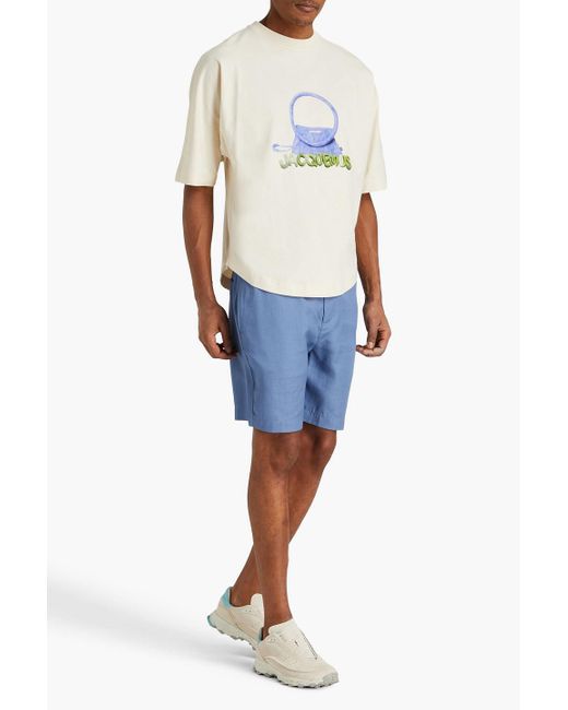 Jacquemus White Sac Rond Printed Cotton-jersey T-shirt for men