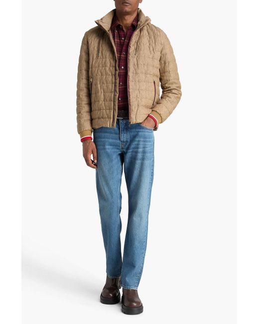 Herno Natural Quilted Linen-Canvas Hooded Down Jacket for men