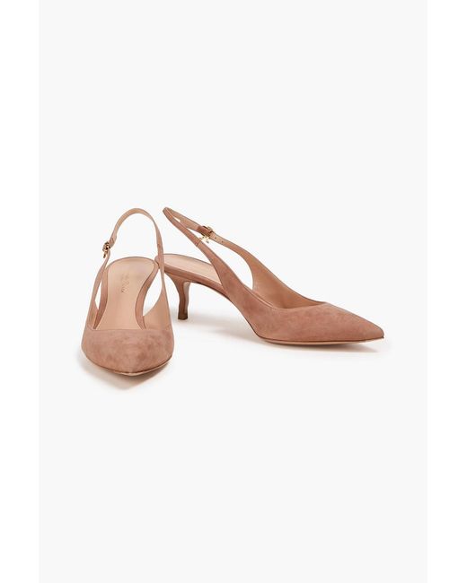 Gianvito Rossi Pink Ribbon Suede Slingback Pumps