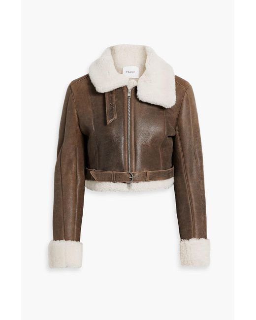 FRAME Brown Cropped Shearling Jacket
