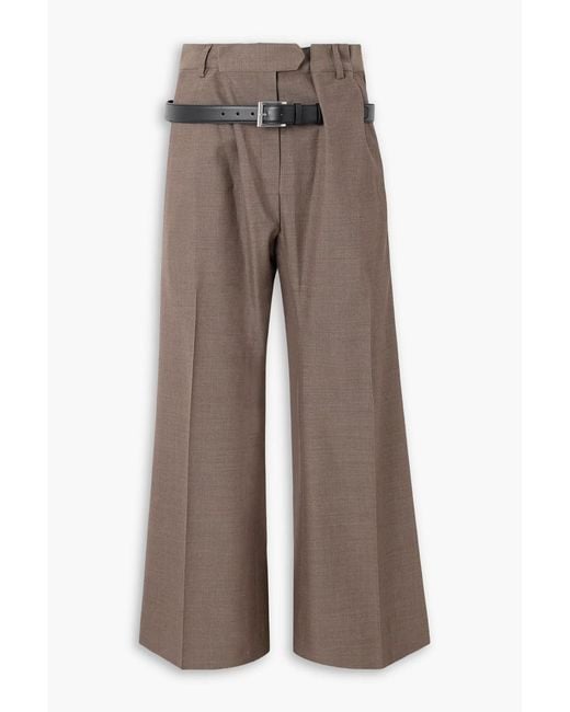 Acne Brown Belted Wool Wide-Leg Pants