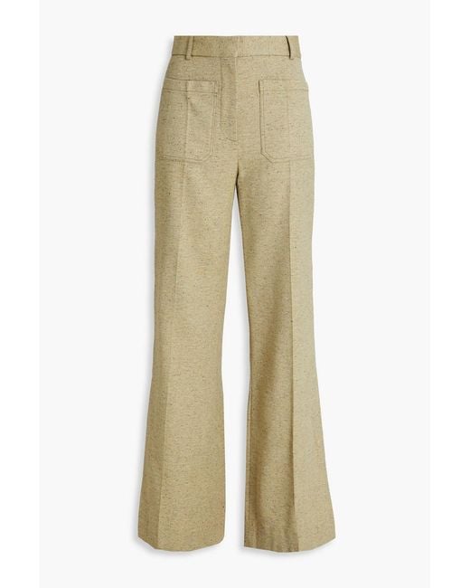 Victoria Beckham Natural Alina Wool-blend Flared Pants