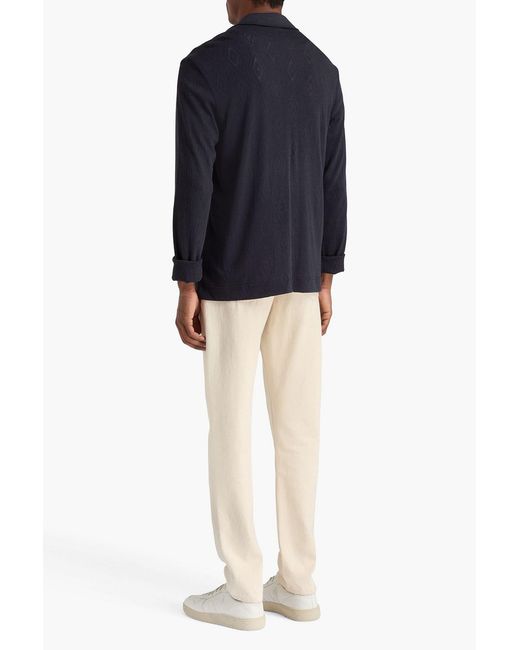 Officine Generale Blue Kai Pointelle-Knit Lyocell And Cotton-Blend Shirt for men