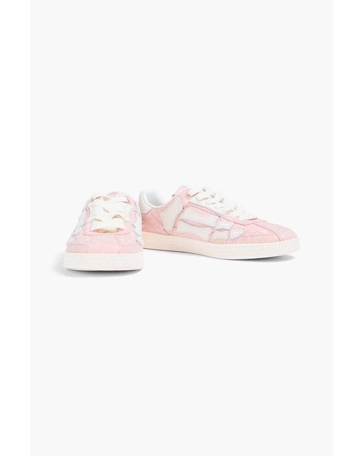 Amiri Pink Pacific Appliquéd Denim Sneakers