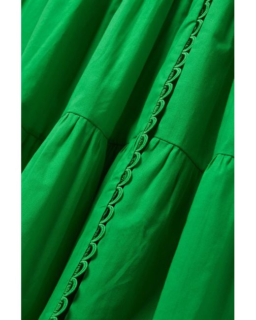 Charo Ruiz Green Melia Tiered Cotton-blend Maxi Dress