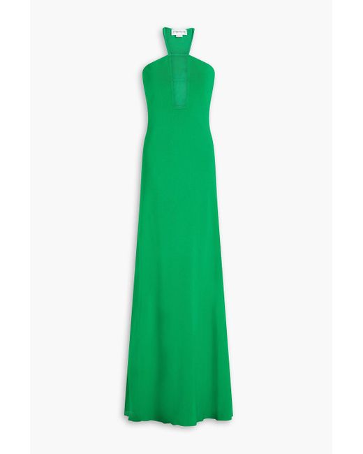 Victoria Beckham Green Cutout Stretch-knit Gown