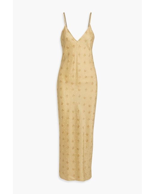 FRAME Metallic Floral-print Silk-satin Jacquard Maxi Slip Dress