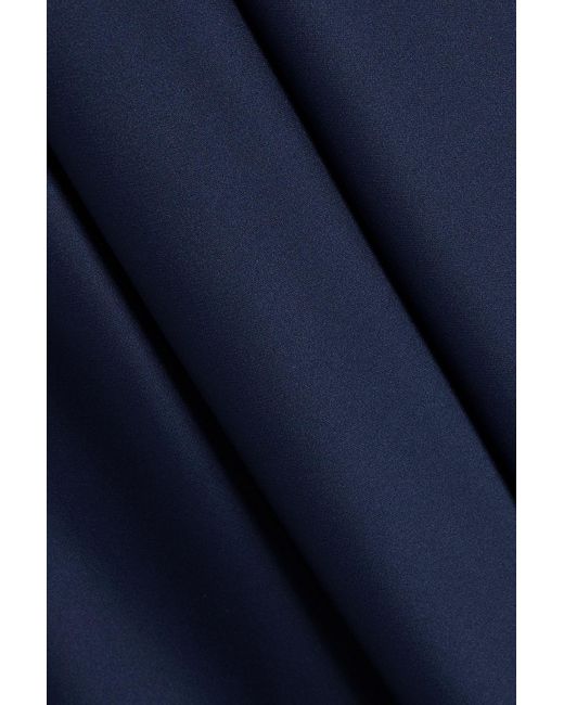 Marchesa Blue Pleated Duchesse-satin Gown