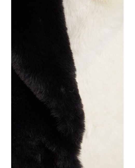 ROTATE BIRGER CHRISTENSEN Black Two-tone Faux Fur Coat
