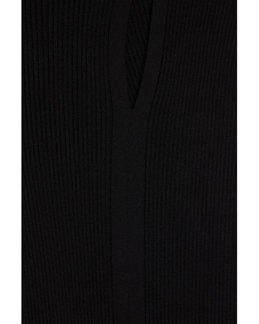 Versace Black Cutout Ribbed-Knit Midi Dress