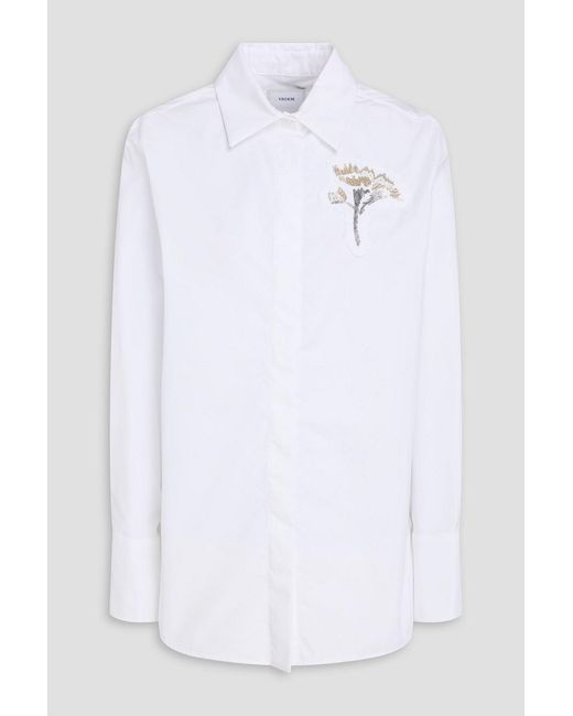 Erdem White Embellished Cotton-Poplin Shirt