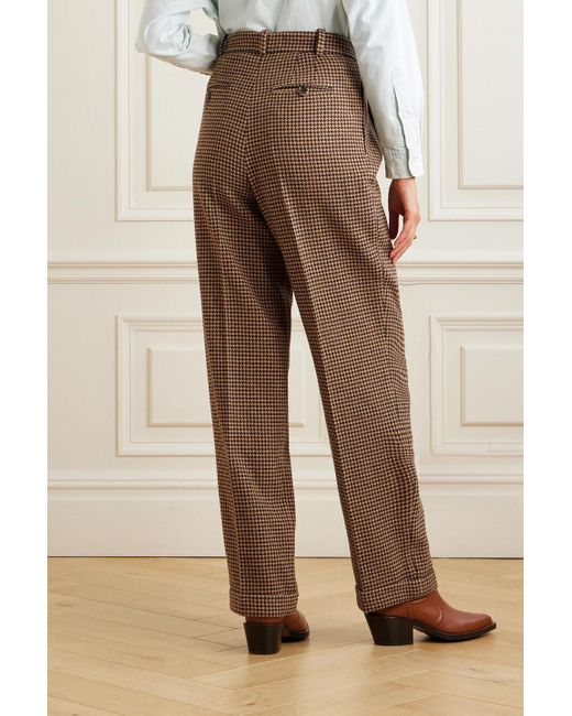 Polo Ralph Lauren Houndstooth Tweed Straight-leg Pants in Brown | Lyst