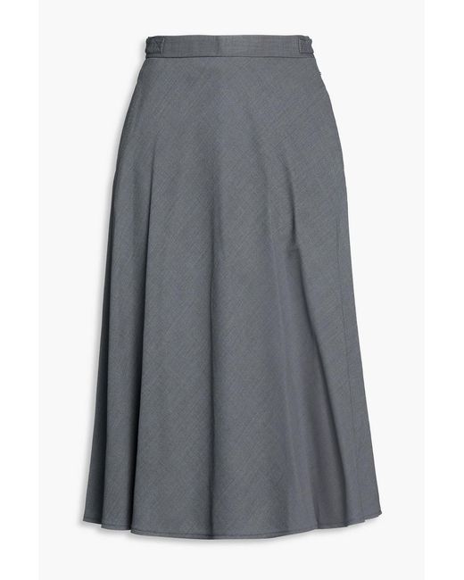 Thom Browne Gray Wool-Piqué Midi Skirt