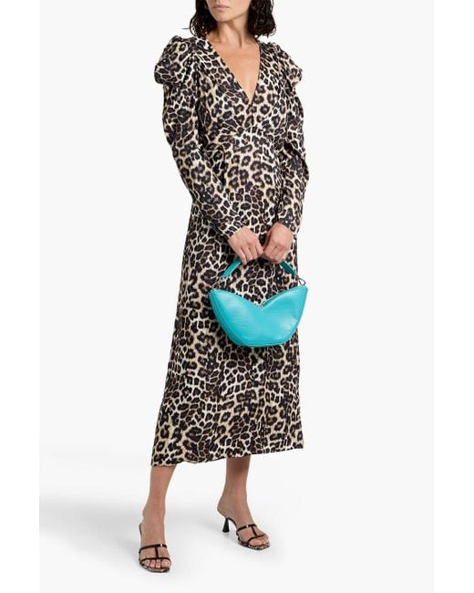 farm rio leopard midi dress Farm Rio Natural Skin Cream Midi Dress Womens M Leopard Print Boho V-Neck NEW