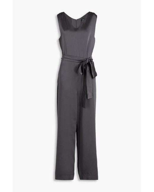 Max Mara Gray Jumpsuit aus satin mit gürtel