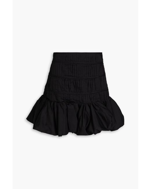 Aje. Black La Vie Pleated Cotton-poplin Mini Skirt