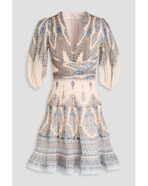 Zimmermann White Tiered Paisley-Print Organza Mini Dress