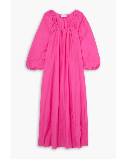 Matteau Pink The Decolette Cotton And Silk-blend Maxi Dress