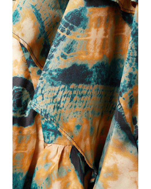 Ulla Johnson Green Zita Ruffled Printed Silk-twill Mini Dress