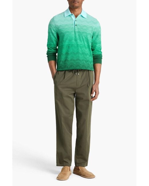 Missoni Green Dégradé Crochet-Knit Cotton Polo Shirt for men
