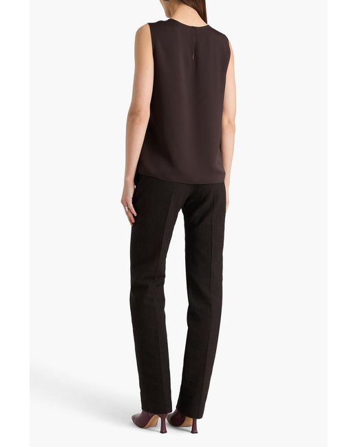 Theory Brown Silk-Satin Top