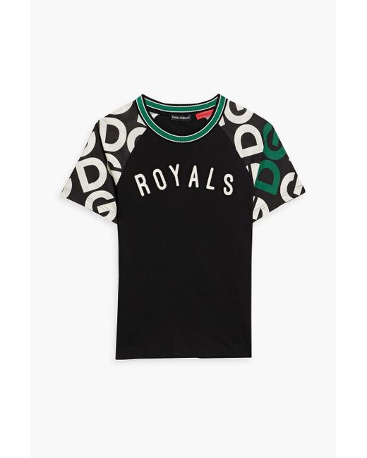 Dolce & Gabbana Black Appliquéd Logo-print Cotton-jersey T-shirt for men