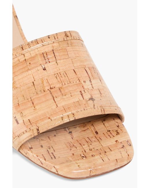 Stuart Weitzman White Cayman 35 Glossed Cork Mules