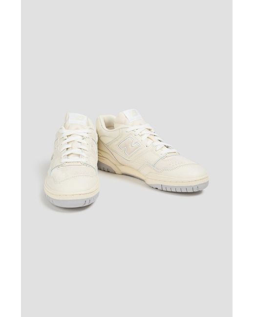 New Balance White 550 Mesh-Trimmed Leather And Suede Sneakers for men