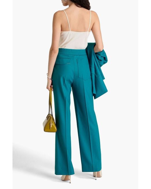 Victoria Beckham Blue Twill Straight-Leg Pants
