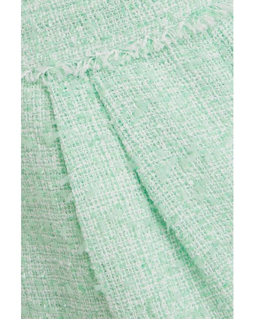 Aje. Green Emmeline Pleated Bouclé-tweed Shorts