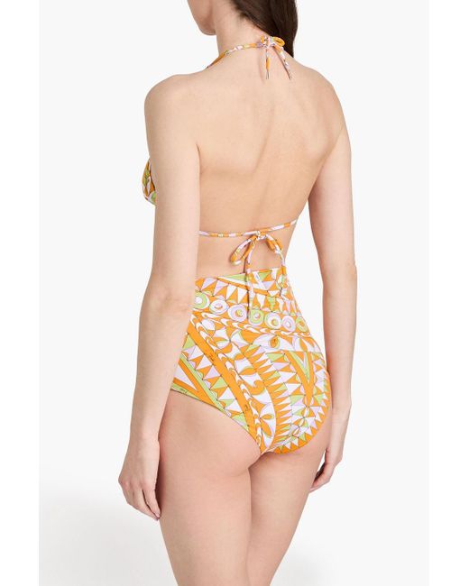 Emilio Pucci Orange Hoch sitzendes bikini-höschen mit print
