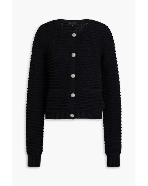 Rag & Bone Black Marlee cardigan aus einer baumwollmischung in pointelle-strick