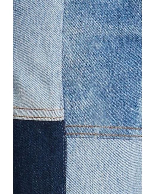Levi's Blue Cropped Patchwork Mid-rise Slim-leg Jeans