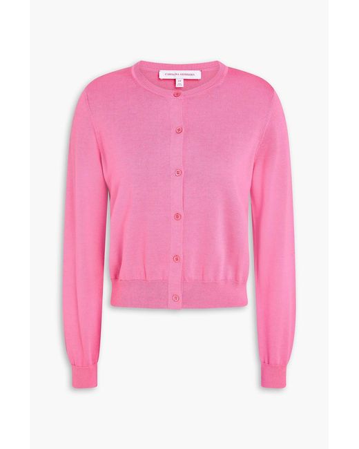 Carolina Herrera Pink Silk And Cotton-Blend Cardigan