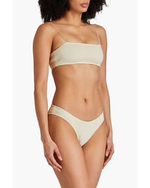 Totême  White Shirred Bikini Top