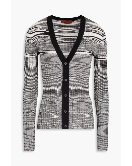 Missoni Black Space-dyed Ribbed Cashmere And Silk-blend Cardigan
