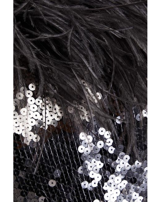 16Arlington Black Pendall oberteil aus mesh mit pailletten und federverzierung