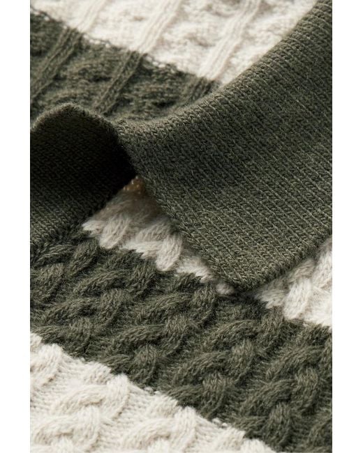 Mr P. Green Striped Cable-knit Wool Polo Shirt for men